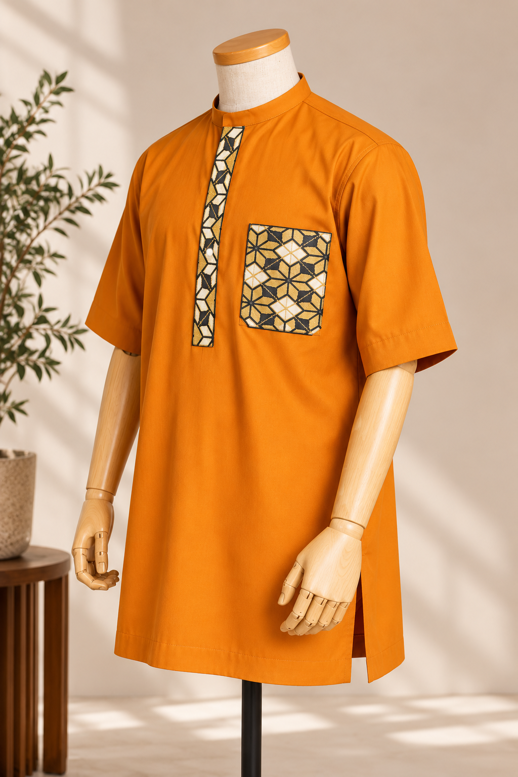 Chemise Wax Ambre à Empiècement Graphique