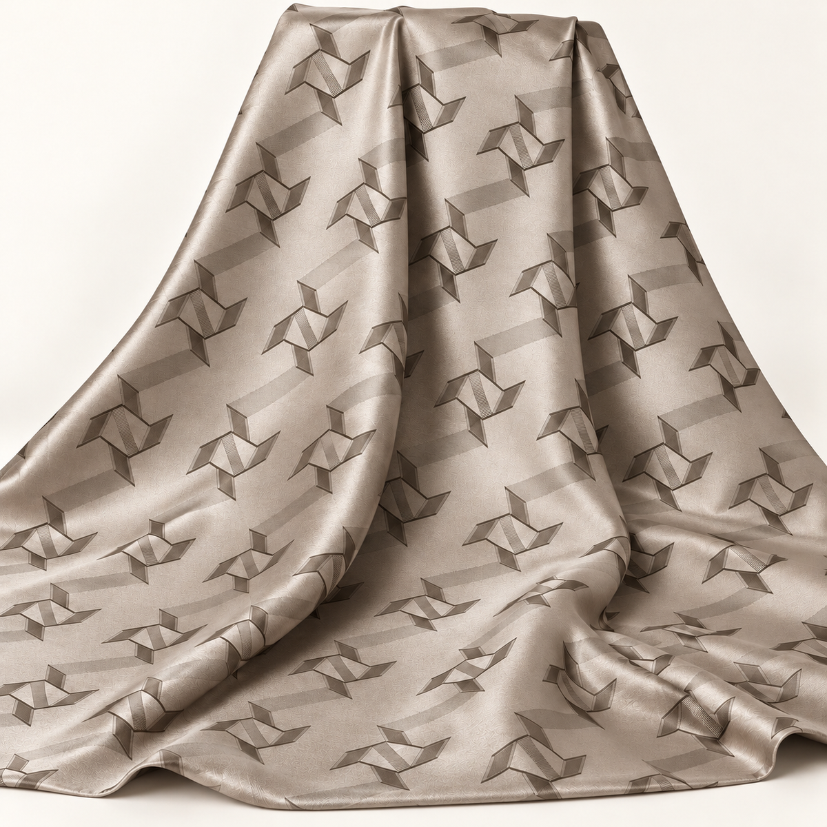 Bazin riche jacquard – Greige géométrique (3 m, le complet)