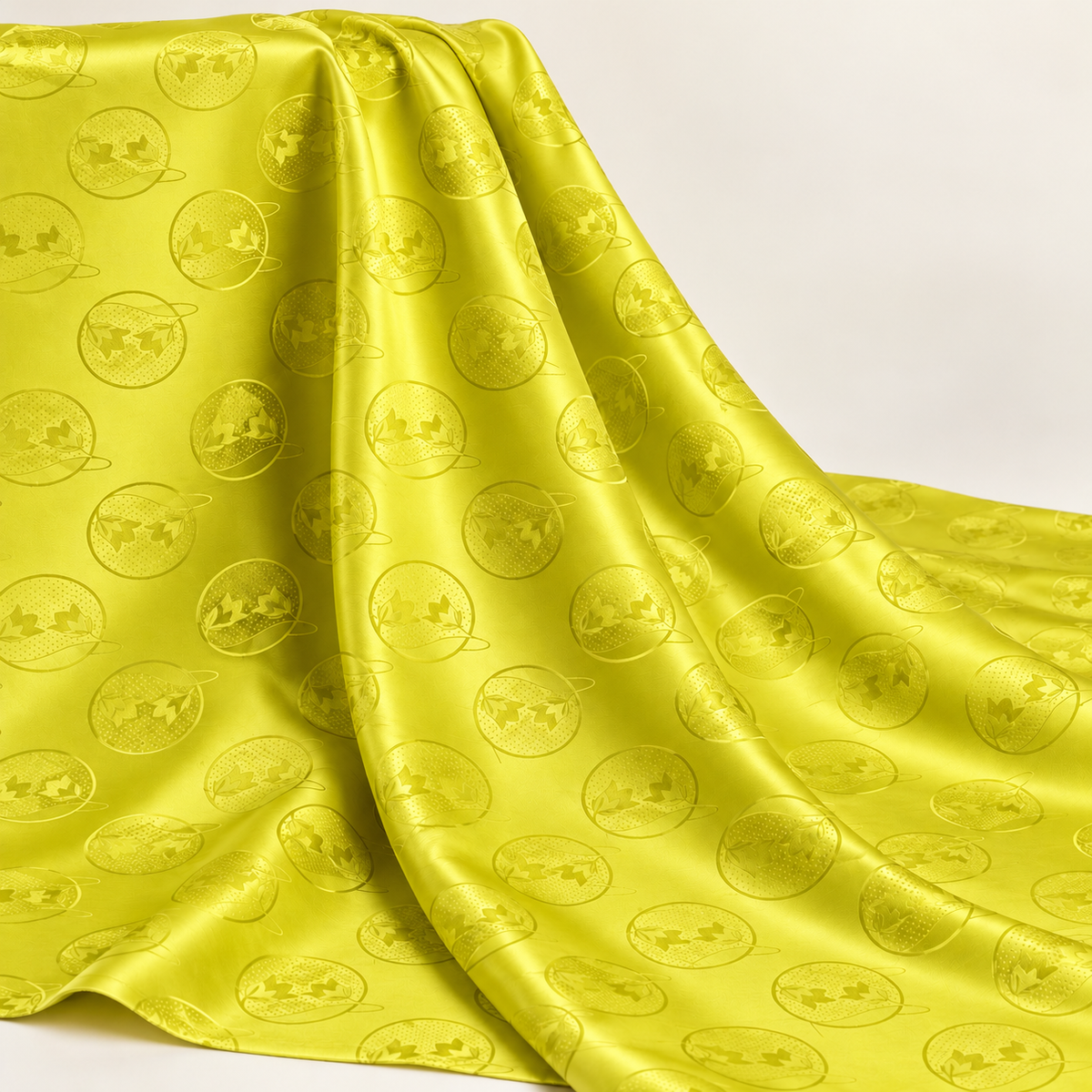 Bazin riche jacquard – Jaune citron vert (3 m, le complet)