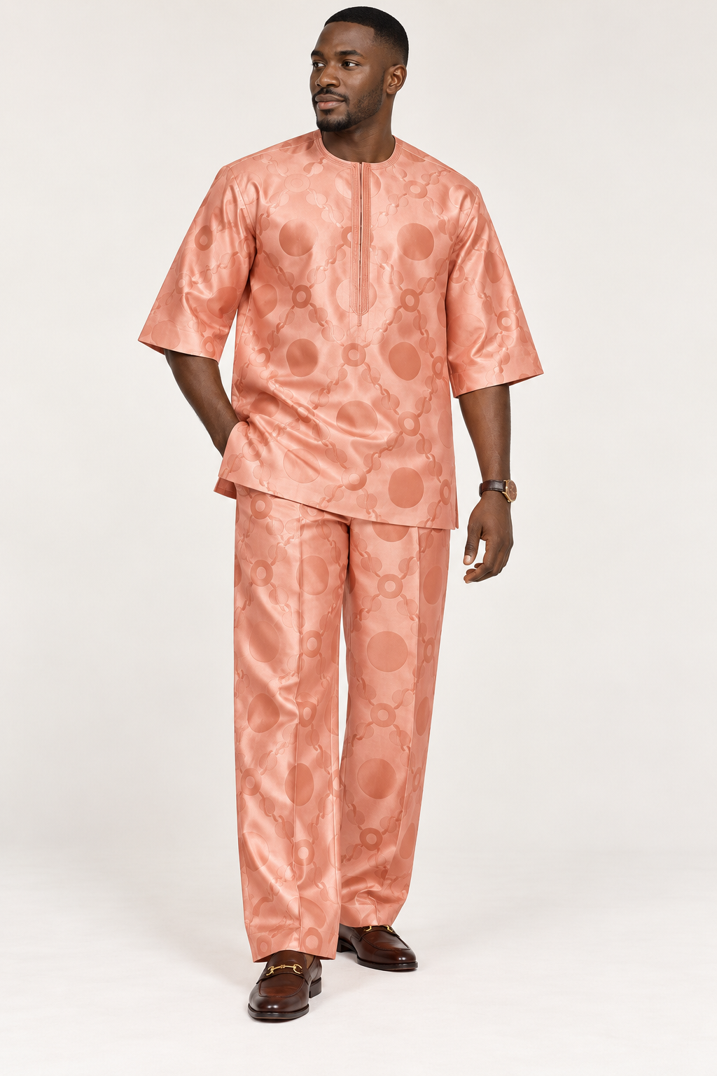 Bazin riche damassé – Pêche corail (3 m, le complet)