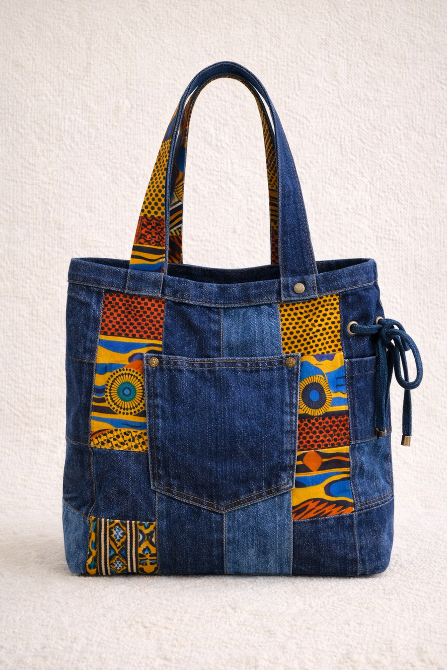Patchwork denim tote bag