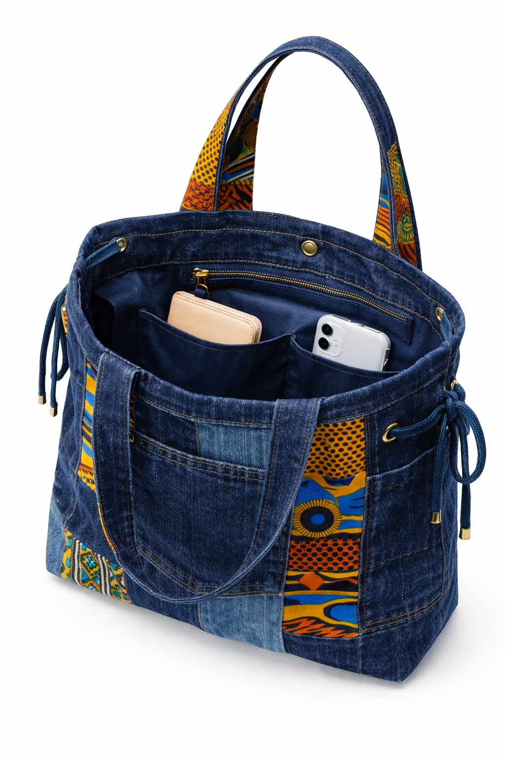Patchwork denim tote bag