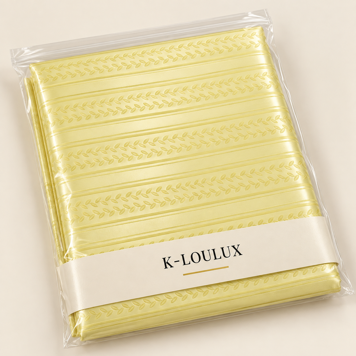 Bazin riche damassé – Jaune pâle motif feuilles (3 m, le complet)