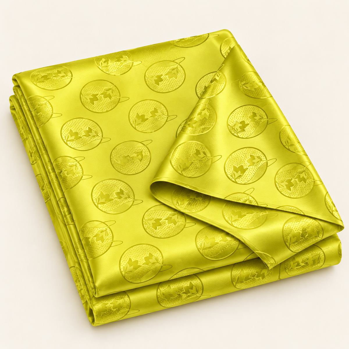 Bazin riche jacquard – Jaune citron vert (3 m, le complet)