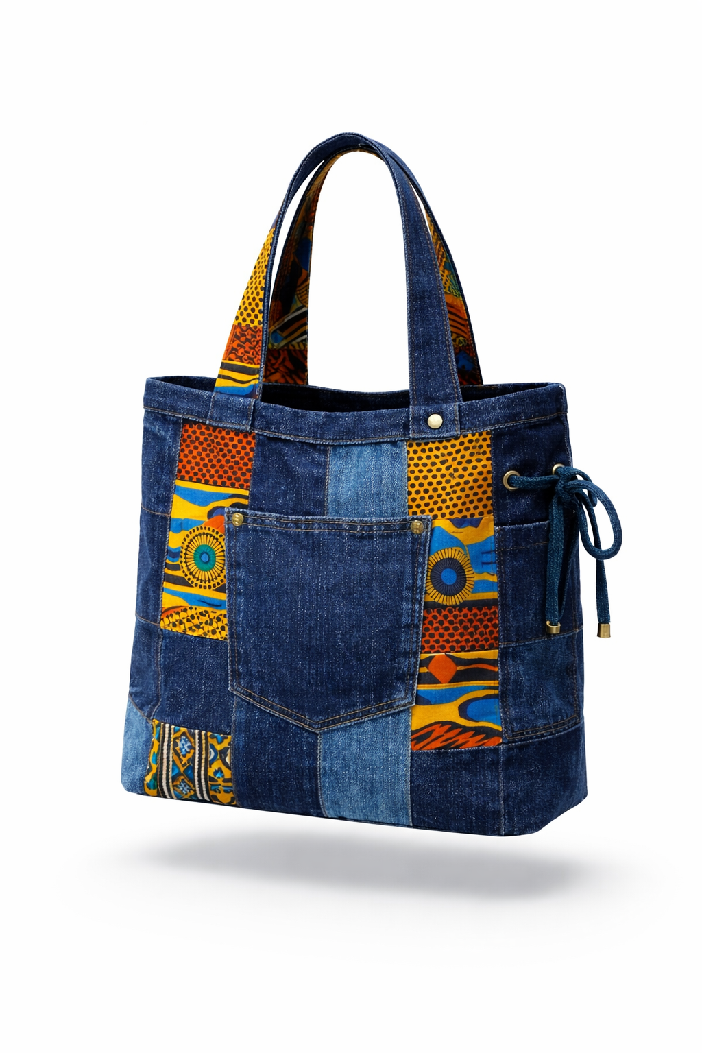 Patchwork denim tote bag