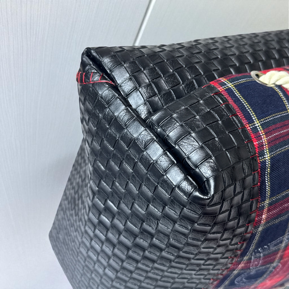 Sac cabas tartan rouge et marine