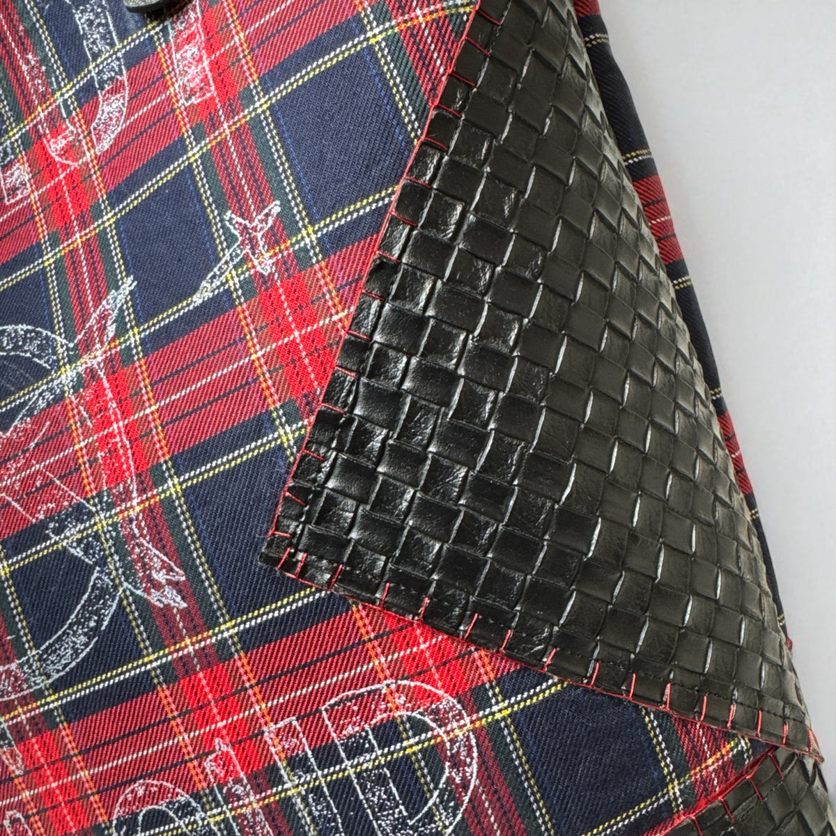 Sac cabas tartan rouge et marine