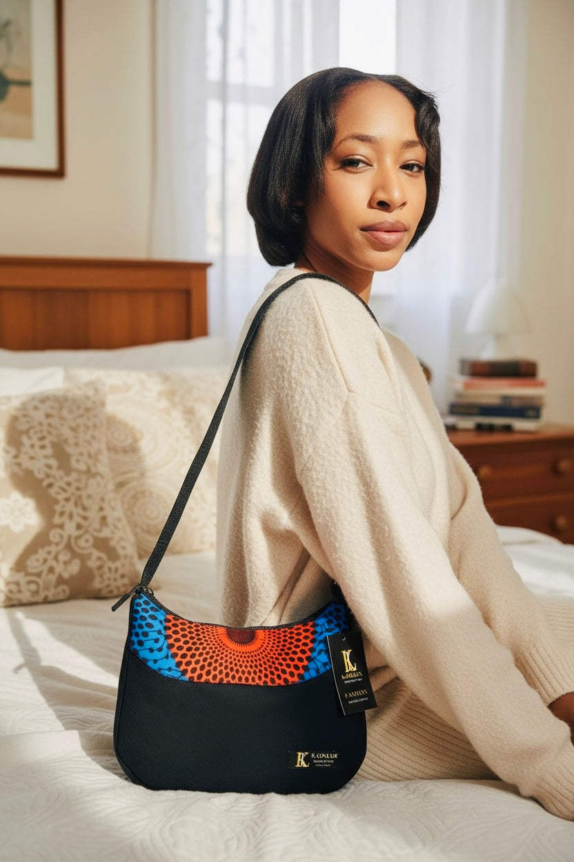 Sac bandoulière à rabat en tissu africain